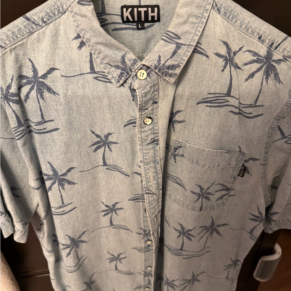 Kith Men's Light Blue Palm Print Shirt